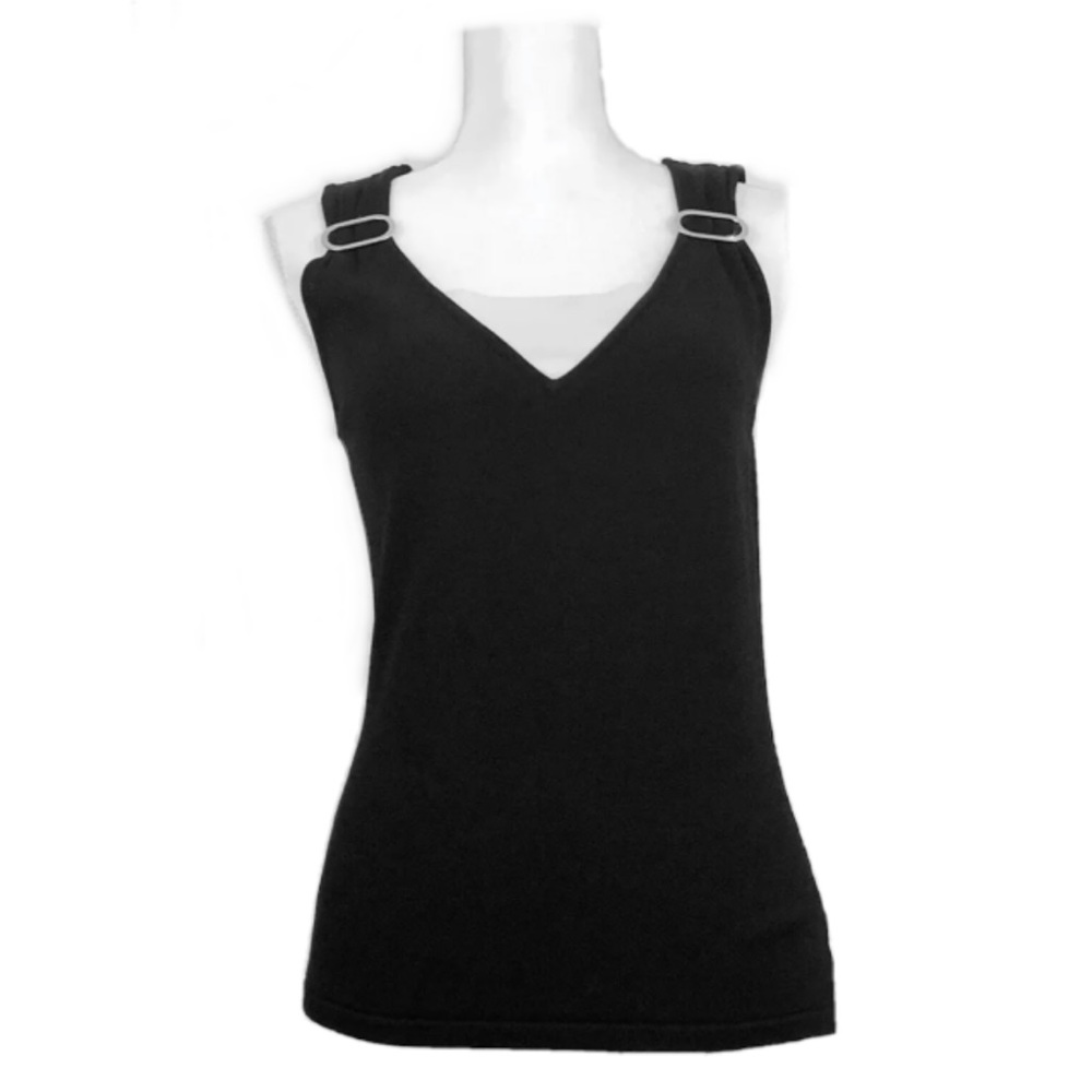 Jones New York Tank Top Stretchy Black White Sz S